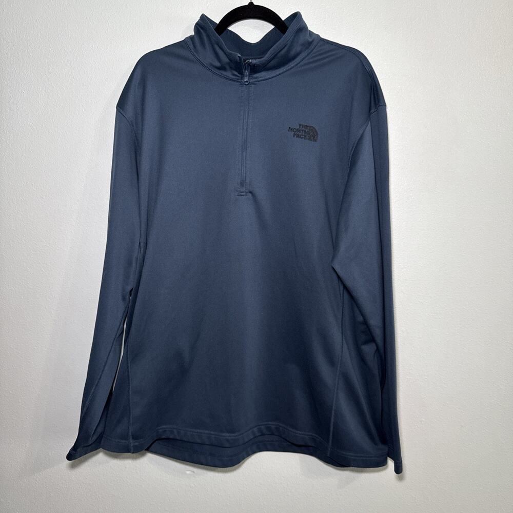 NORTH FACE BLUE Tech Glacier 1/4 Zip Pullover Long Sleeve Sweatshirt Sizeβ XXL
